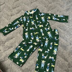 Gymboree Green and Blue fleece Pajama Set with puppy Print Sz 18-24 mo